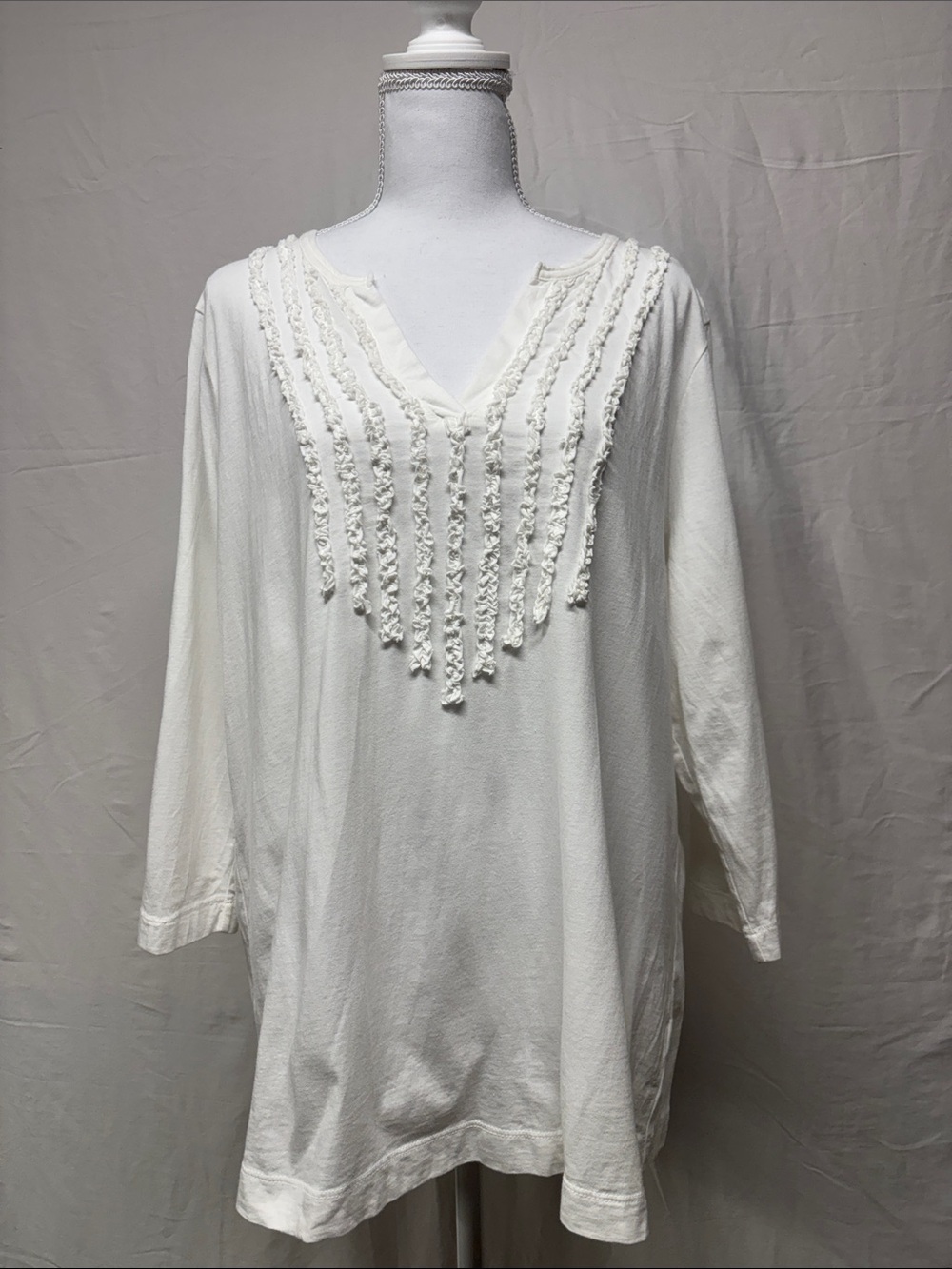 Carol Little Women’s White V-Neck Fringe Detail Tunic Top
